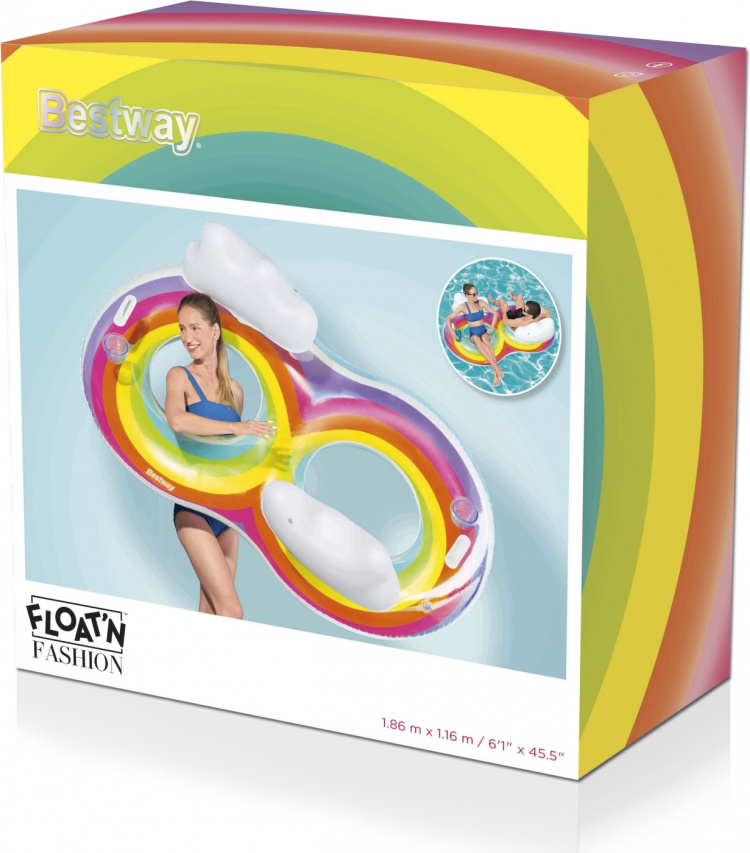 Bestway Rainbow Dreams Double Swim Badring, 1,86 m x 1,16 m