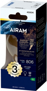 Airam LED A60-lampa, E27, 4000K, 806lm, klar koppar