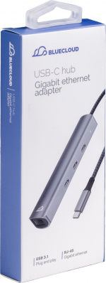 Bluecloud USB-C till USB-C-hubb och gigabit ethernet-adapter