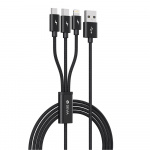 Devia kabel 3in1 Gracious EC048 USB - Lightning + USB-C + MicroUSB 1,2 m 3A svart