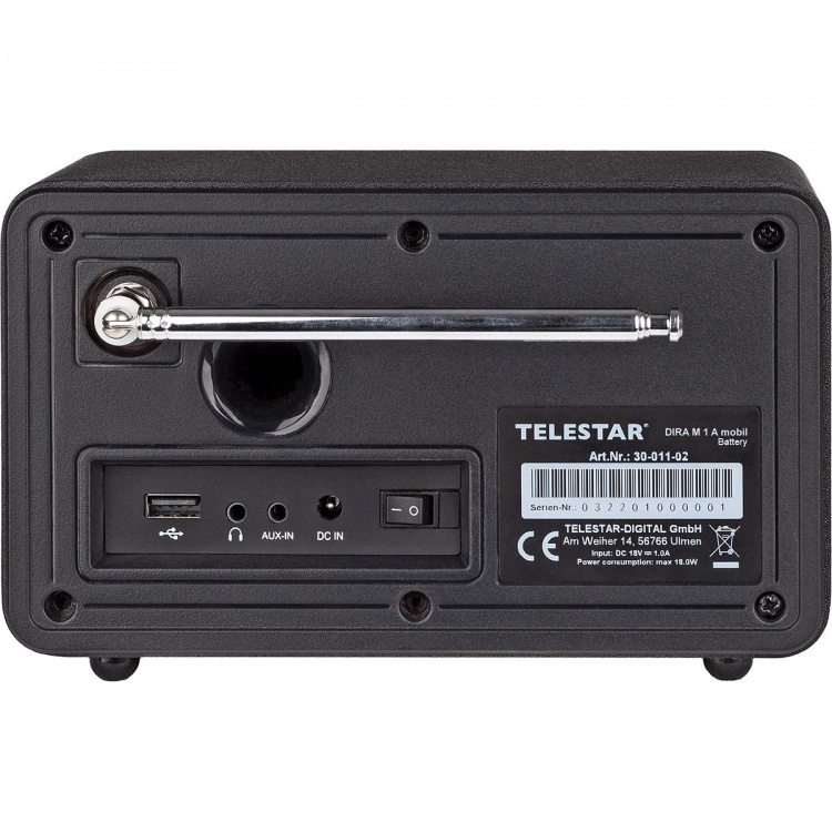 TELESTAR DIRA M 1 A Mobile EWF Batteridriven Mono Multifunktionsradio DAB+ / FM / Internet / Bluetooth Svart