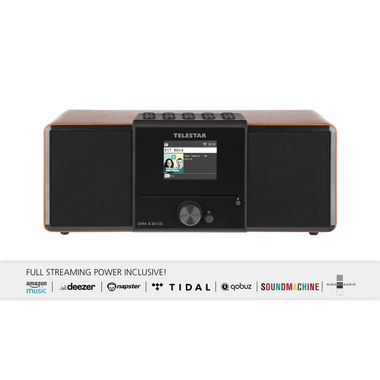 TELESTAR DIRA S32i CD EWF Multifunktionell stereoradio med CD-spelare DAB+ / FM / Internet / Bluetooth Trä