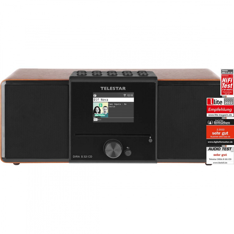 TELESTAR DIRA S32i CD EWF Multifunktionell stereoradio med CD-spelare DAB+ / FM / Internet / Bluetooth Trä