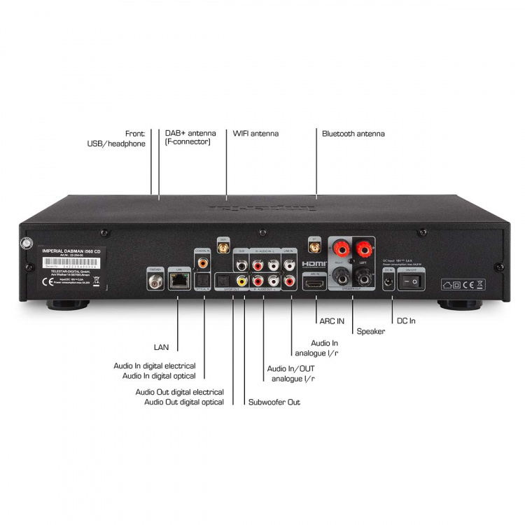 imperial DABMAN i560 CD All-in-one HiFi System med förstärkare och CD-spelare DAB+ / FM / Internet / Bluetooth Svart imperial DABMAN i560 CD All-in-one HiFi System med förstärkare och CD-spelare DAB+ / FM / Internet / Bluetooth Svart