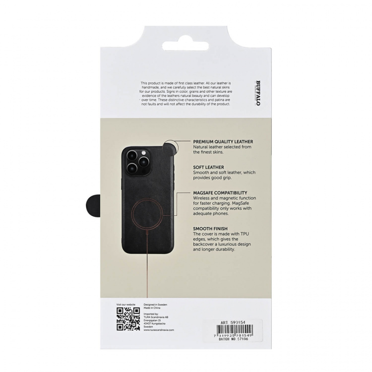 Buffalo Mobilskal Läder MagSeries Svart - iPhone 16 Pro Max Buffalo Mobilskal Läder MagSeries Svart - iPhone 16 Pro Max
