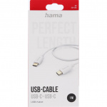 Hama Laddningskabel USB-C till USB-C 1,0m Vit