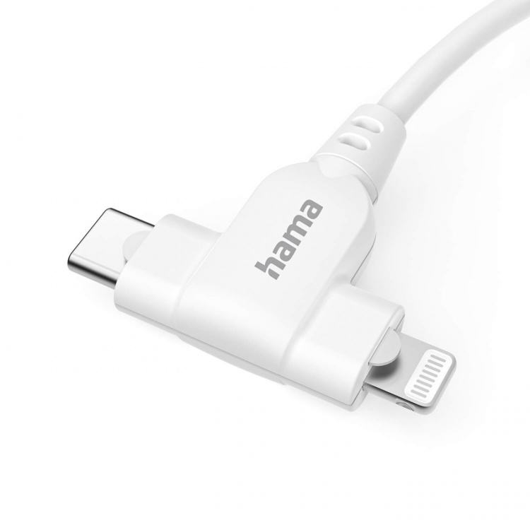 Hama Laddningskabel USB-C till USB-C eller Lightning 1,5 m Vit