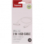 Hama Laddningskabel USB-C till USB-C eller Lightning 1,5 m Vit