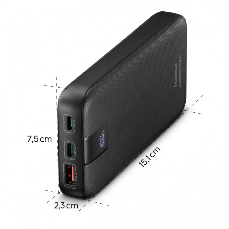 Hama Powerbank PD 20000mAh 2xUSB-C+1xUSB-A Antracit Hama Powerbank PD 20000mAh 2xUSB-C+1xUSB-A Antracit