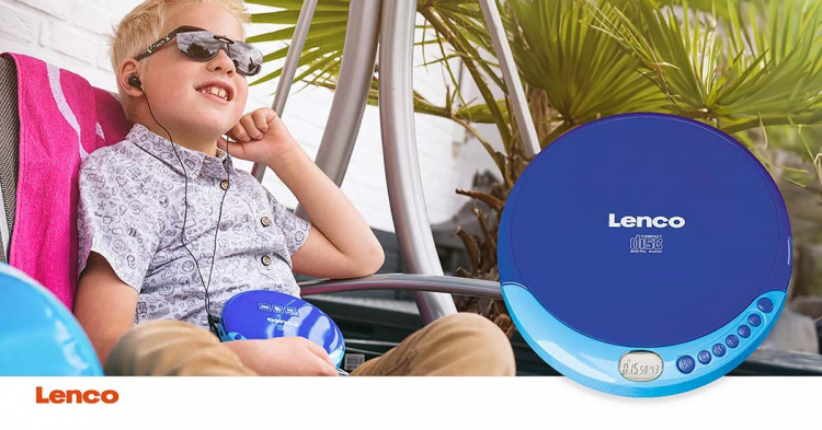 Lenco Bärbar CD-spelare med laddningsfunktion Blå