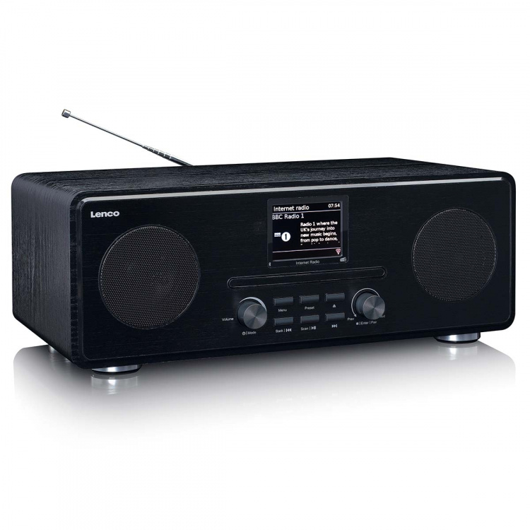 Lenco Internet / DAB+ / FM-radio med CD-spelare och Bluetooth® Svart Lenco Internet / DAB+ / FM-radio med CD-spelare och Bluetooth® Svart