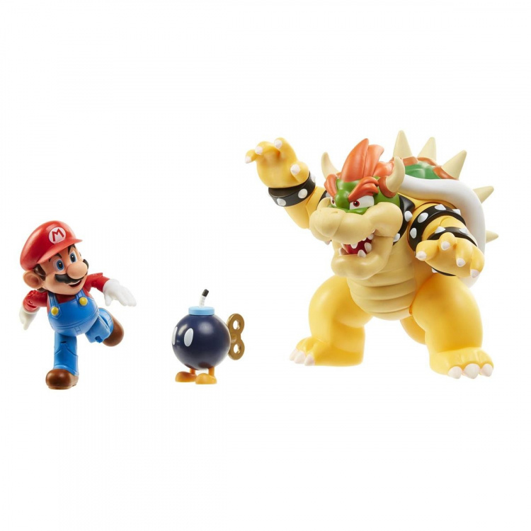 JAKKS Pacific Super Mario 4 tums figuruppsättning Mario vs Bowser