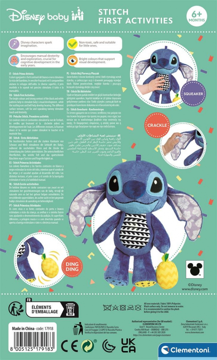 Clementoni Disney Baby Stitch aktivitetsplysch