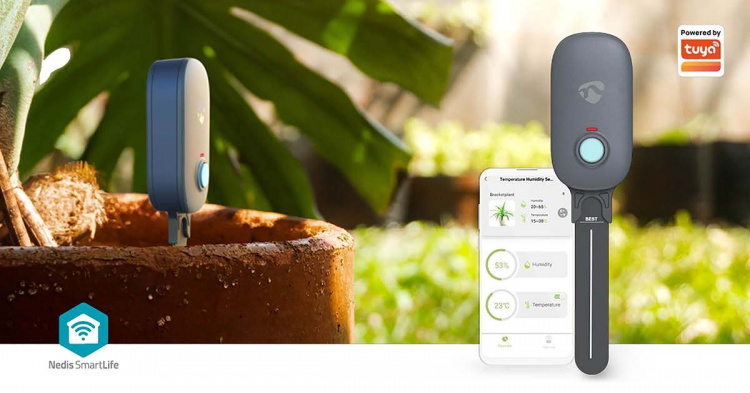 Nedis SmartLife Jordfuktighetsmätare | Bluetooth® | Batteridriven | IP55 | 0 - 100 % | Android™ / IOS Nedis SmartLife Jordfuktighetsmätare | Bluetooth® | Batteridriven | IP55 | 0 - 100 % | Android™ / IOS