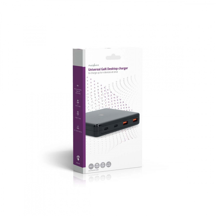 Nedis Bordsladdare | 65 W | GaN | 1.5 / 2.0 / 2.5 / 3.0 / 3.25 A A | Antal utgångar: 4 | USB-A / USB-C™ | Euro | 1.50 m | Automatiskt val av Spänning Nedis Bordsladdare | 65 W | GaN | 1.5 / 2.0 / 2.5 / 3.0 / 3.25 A A | Antal utgångar: 4 | USB-A / USB-C™ | Euro | 1.50 m | Automatiskt val av Spänning