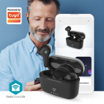 Nedis Fullt Trådlösa hörlurar | Hybrid (ENC + ANC) | Bluetooth® | Maximal batteritid: 36 timmar | Tryck på Kontroll | Batteri hölje | Trådlöst laddningsfodral | Inbygd mikrofon | Stöd för röststyrning | Svart