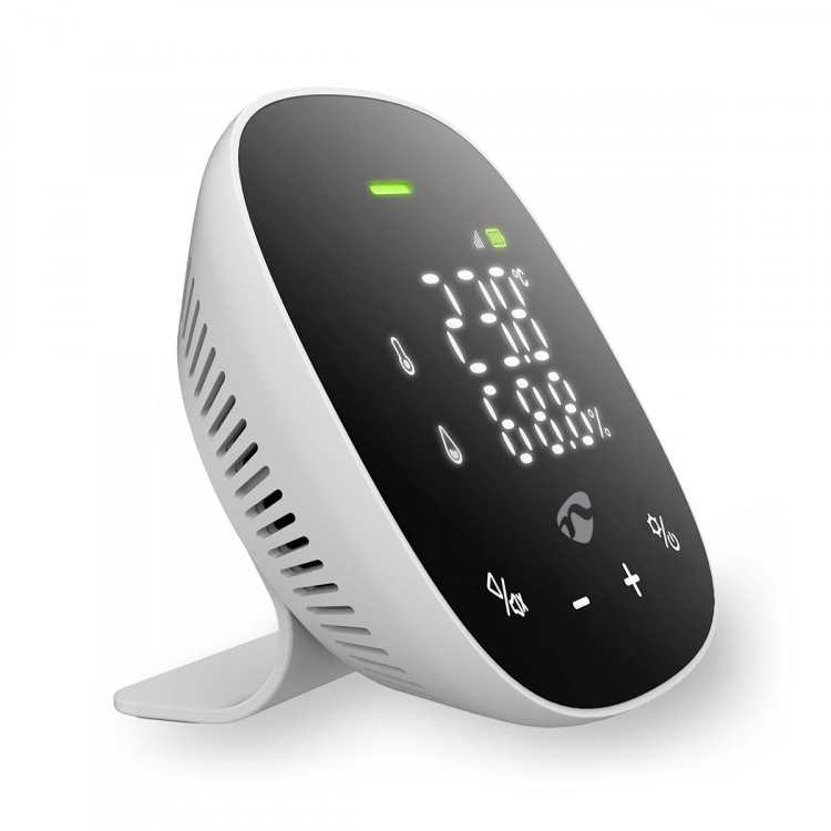 Nedis SmartLife luftkvalitetsmätare | Wi-Fi | Inkluderar display | Koldioxid (CO2) / Luftfuktighet / Temperatur | Android™ / IOS | Svart / Vit