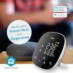 Nedis SmartLife luftkvalitetsmätare | Wi-Fi | Inkluderar display | Koldioxid (CO2) / Luftfuktighet / Temperatur | Android™ / IOS | Svart / Vit