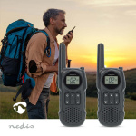 Nedis Walkie-talkie Set | 2 handenheter | Upp till 10 km | Frekvens kanaler: 8 | PTT / VOX | Upp till 3 timmar | Hörlursuttag | Svart