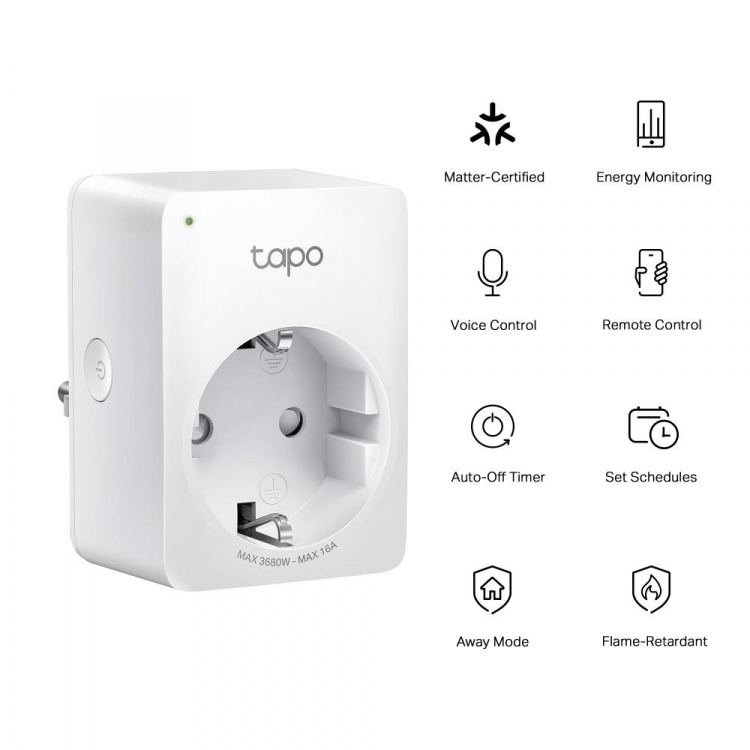 TP-Link Tapo Mini Smart Wi-Fi-kontakt, energiövervakning, Matter /Tapo P110M