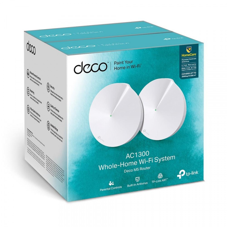TP-Link Deco M5 (2-pack) AC1300 Wi-Fi-system med nät för hela hemmet TP-Link Deco M5 (2-pack) AC1300 Wi-Fi-system med nät för hela hemmet
