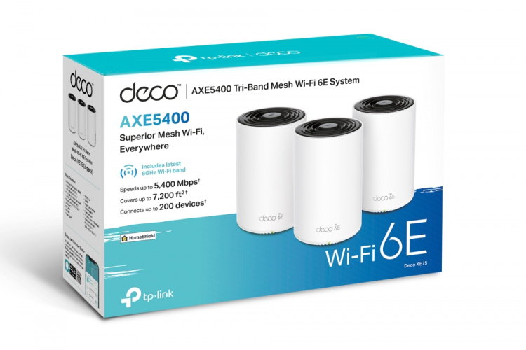 TP-Link Deco XE75 (3-pack) Wi-Fi 6E AXE5400 Wi-Fi-system med nät för hela hemmet TP-Link Deco XE75 (3-pack) Wi-Fi 6E AXE5400 Wi-Fi-system med nät för hela hemmet