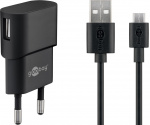 Goobay Micro-USB laddningssats (5 W) Strömförsörjning med Micro-USB-kabel 1 m (svart)
