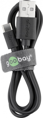 Goobay USB-C™ Dual laddningssats (5 W) Strömförsörjning med USB-C™-kabel 1 m (svart)