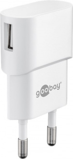 Goobay USB-C™ Dual laddningssats (5 W) Strömförsörjning med USB-C™-kabel 1 m (vit)