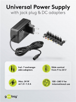 Goobay Universalnätdel (9 V - 24 V max. 24 W / 1,5 A) inkl. 7x DC-adaptrar