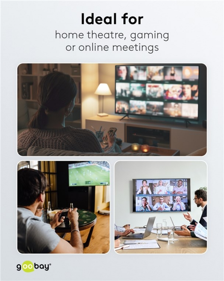 Goobay Manuell HDMI™-omkopplare 2 till 1 (4K @ 60 Hz) för att växla mellan 2x HDMI™-enheter som är anslutna till 1x HDMI™-skärm Goobay Manuell HDMI™-omkopplare 2 till 1 (4K @ 60 Hz) för att växla mellan 2x HDMI™-enheter som är anslutna till 1x HDMI™-skärm