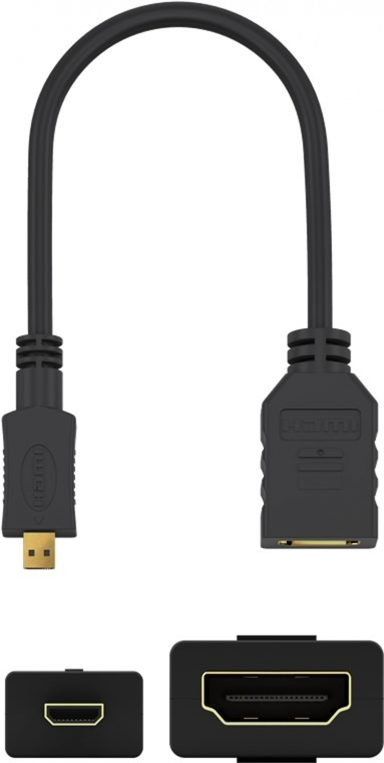 Goobay Micro HDMI™ / HDMI™-adapter, 4K/60Hz HDMI™-mikrokontakt (typ D) > HDMI™-uttag (typ A) Goobay Micro HDMI™ / HDMI™-adapter, 4K/60Hz HDMI™-mikrokontakt (typ D) > HDMI™-uttag (typ A)