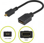 Goobay Micro HDMI™ / HDMI™-adapter, 4K/60Hz HDMI™-mikrokontakt (typ D) > HDMI™-uttag (typ A) Goobay Micro HDMI™ / HDMI™-adapter, 4K/60Hz HDMI™-mikrokontakt (typ D) > HDMI™-uttag (typ A)