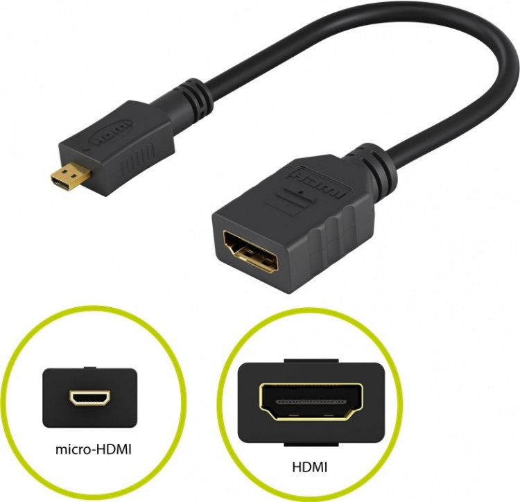 Goobay Micro HDMI™ / HDMI™-adapter, 4K/60Hz HDMI™-mikrokontakt (typ D) > HDMI™-uttag (typ A) Goobay Micro HDMI™ / HDMI™-adapter, 4K/60Hz HDMI™-mikrokontakt (typ D) > HDMI™-uttag (typ A)