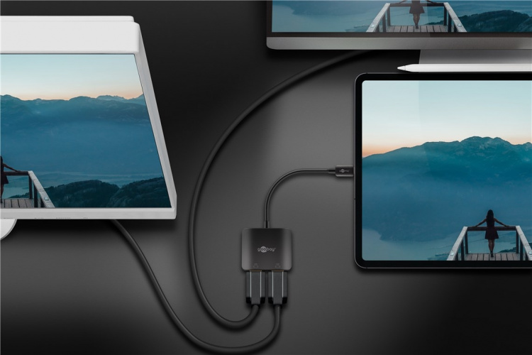 Goobay USB-C™-adapter till 2x HDMI™ utökar en USB-C™-port med två HDMI™-portar Goobay USB-C™-adapter till 2x HDMI™ utökar en USB-C™-port med två HDMI™-portar