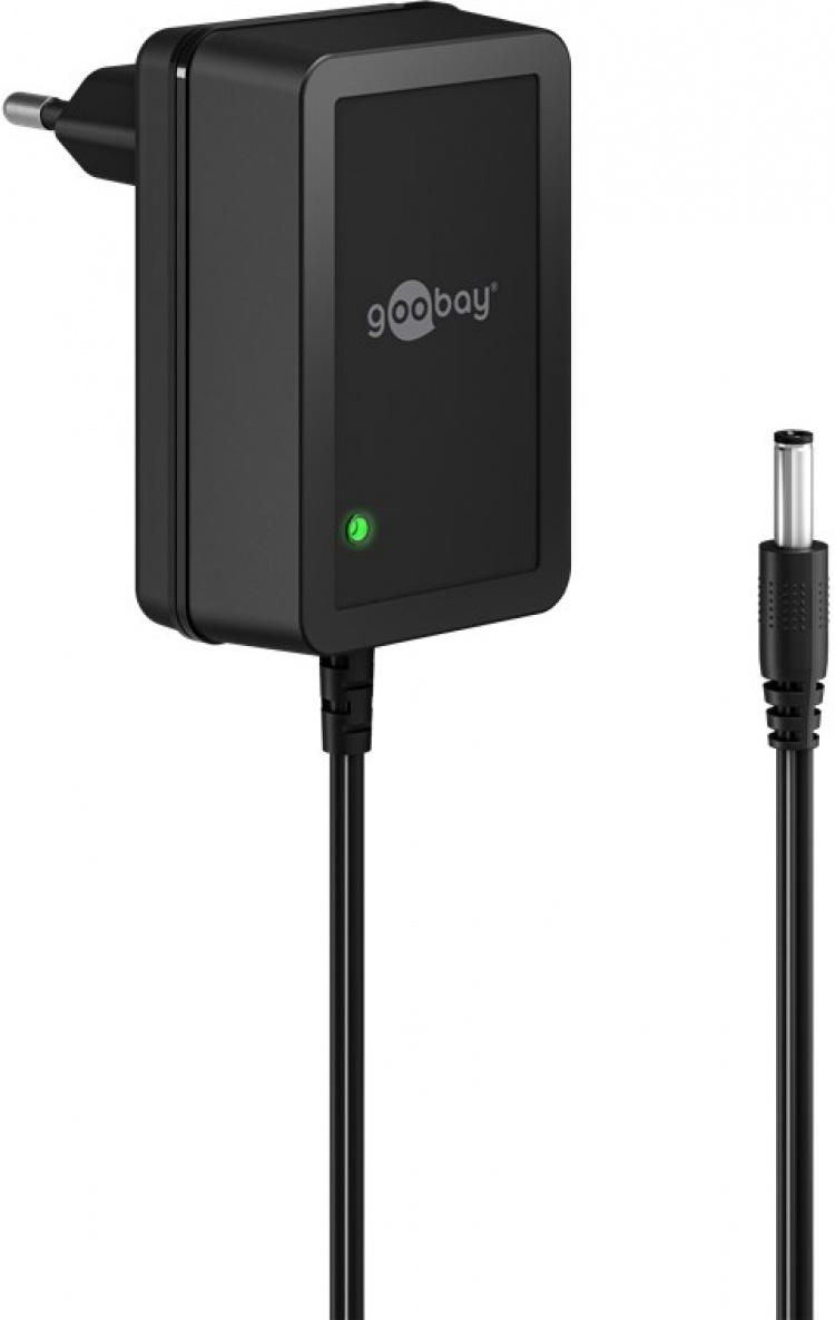 Goobay 12 V nätdel (18 W / 1,5 A) med centrumstift (han) 5,5 mm x 2,1 mm Goobay 12 V nätdel (18 W / 1,5 A) med centrumstift (han) 5,5 mm x 2,1 mm