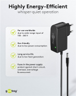 Goobay 12 V nätdel (12 W / 1,0 A) med centrumstift (han) 5,5 mm x 2,1 mm