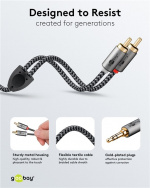 Goobay Ljudadapterkabel AUX, 3,5 mm jack till stereo RCA-kontakt, 3 m Pawl 3,5 mm plugg (3-stift, Stereo) > 2x RCA-kontakt (ljud vänster / höger) Goobay Ljudadapterkabel AUX, 3,5 mm jack till stereo RCA-kontakt, 3 m Pawl 3,5 mm plugg (3-stift, Stereo) > 2x RCA-kontakt (ljud vänster / höger)