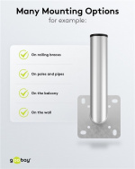 Goobay Vägghållare i aluminium för parabolantenn, avstånd till väggen 350 mm högkvalitativt väggfäste för parabolantenner av rostfri och väderbeständig aluminium