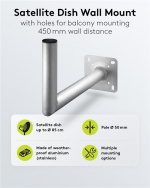 Goobay Vägghållare i aluminium för parabolantenn, avstånd till väggen 450 mm högkvalitativt väggfäste för parabolantenner av rostfri och väderbeständig aluminium Goobay Vägghållare i aluminium för parabolantenn, avstånd till väggen 450 mm högkvalitativt väggfäste för parabolantenner av rostfri och väderbeständig aluminium