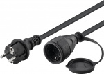 Goobay Strömkabel utomhus, 5 m, svart jordad hybrid stickpropp (typ E/F, CEE 7/7) > jordat uttag (typ F, CEE 7/3)