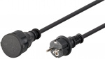 Goobay Strömkabel utomhus, 5 m, svart jordad hybrid stickpropp (typ E/F, CEE 7/7) > jordat uttag (typ F, CEE 7/3)