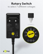 Goobay Universalnätdel 3 V - 12 V, max. 3,6 W inkl. 11 adaptrar: 7 DC-adaptrar plus USB-C™, USB-A, USB Mini-B, Micro-USB och terminalblock