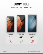 3SIXT 4in1 Protection Bundle mobilskal, skärmskydd, kameraskydd och stressfri applikator, kompatibel med Samsung Galaxy S24+, transparent