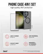 3SIXT 4in1 Protection Bundle mobilskal, skärmskydd, kameraskydd och stressfri applikator, kompatibel med Samsung Galaxy S24 Ultra, transparent