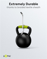 Goobay USB-C™ supersoft textilkabel med metallkontakter, 2 m, vit elegant och extra robust anslutningskabel för enheter med USB-C™-port Goobay USB-C™ supersoft textilkabel med metallkontakter, 2 m, vit elegant och extra robust anslutningskabel för enheter med USB-C™-port