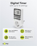 Goobay Digital timer programmerbar timer med kontakt med skyddsjord (typ F)