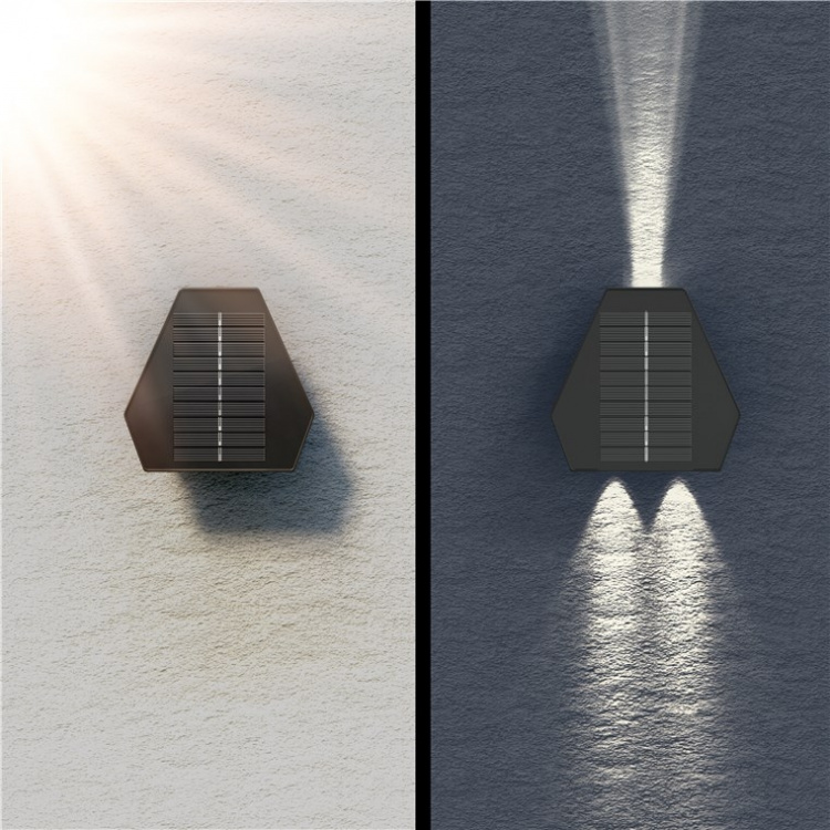 Goobay LED-vägglampa med solcell Diamant, svart 45 lm, 3 lägen varmvit till kallvit (3000, 4200, 6500 K), för indirekt utomhusbelysning