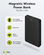 Goobay Magnetisk trådlös powerbank 10.000 mAh fäster magnetiskt på baksidan av mobiltelefonen, perfekt för samtidig laddning och telefonering Goobay Magnetisk trådlös powerbank 10.000 mAh fäster magnetiskt på baksidan av mobiltelefonen, perfekt för samtidig laddning och telefonering