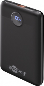 Goobay Powerbank kompakt 10.000 mAh praktisk och platsbesparande design med 10.000 mAh, perfekt för resor